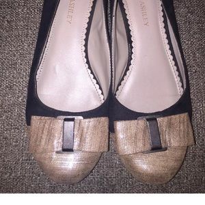 Laura Ashley bow ballet flats black size 8